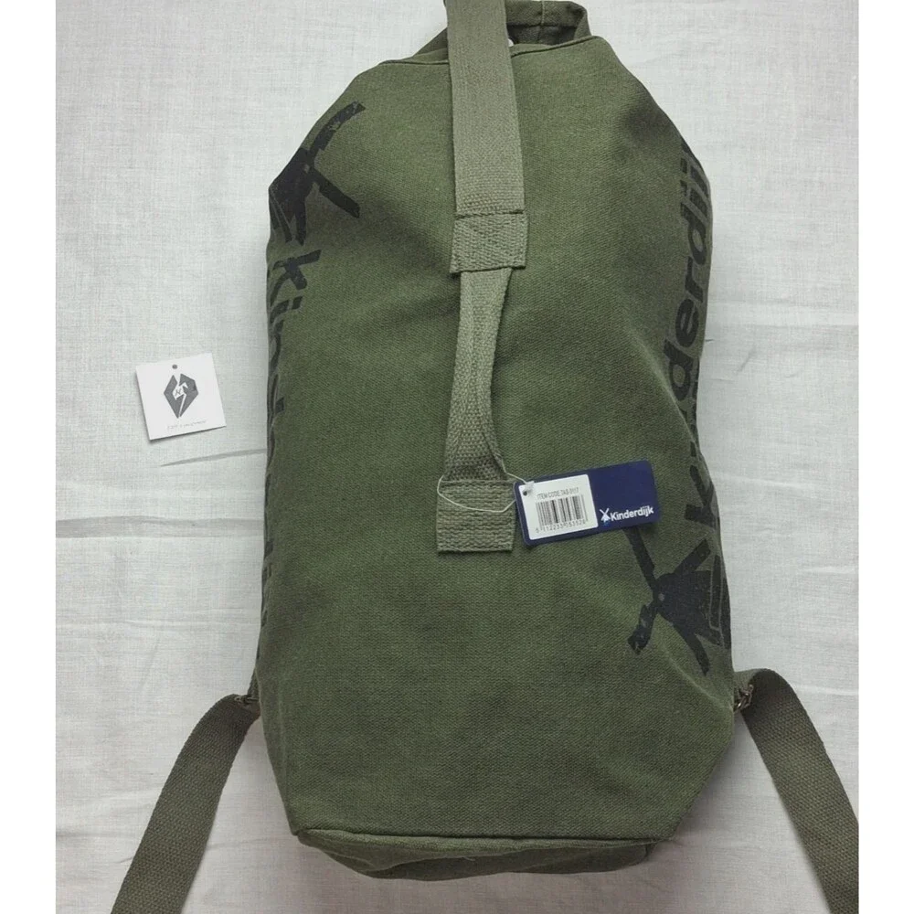 Kinderdirk NWT Canvas Army Green Logo Shoulder/ Backpack Duffel Sailor's Bag
